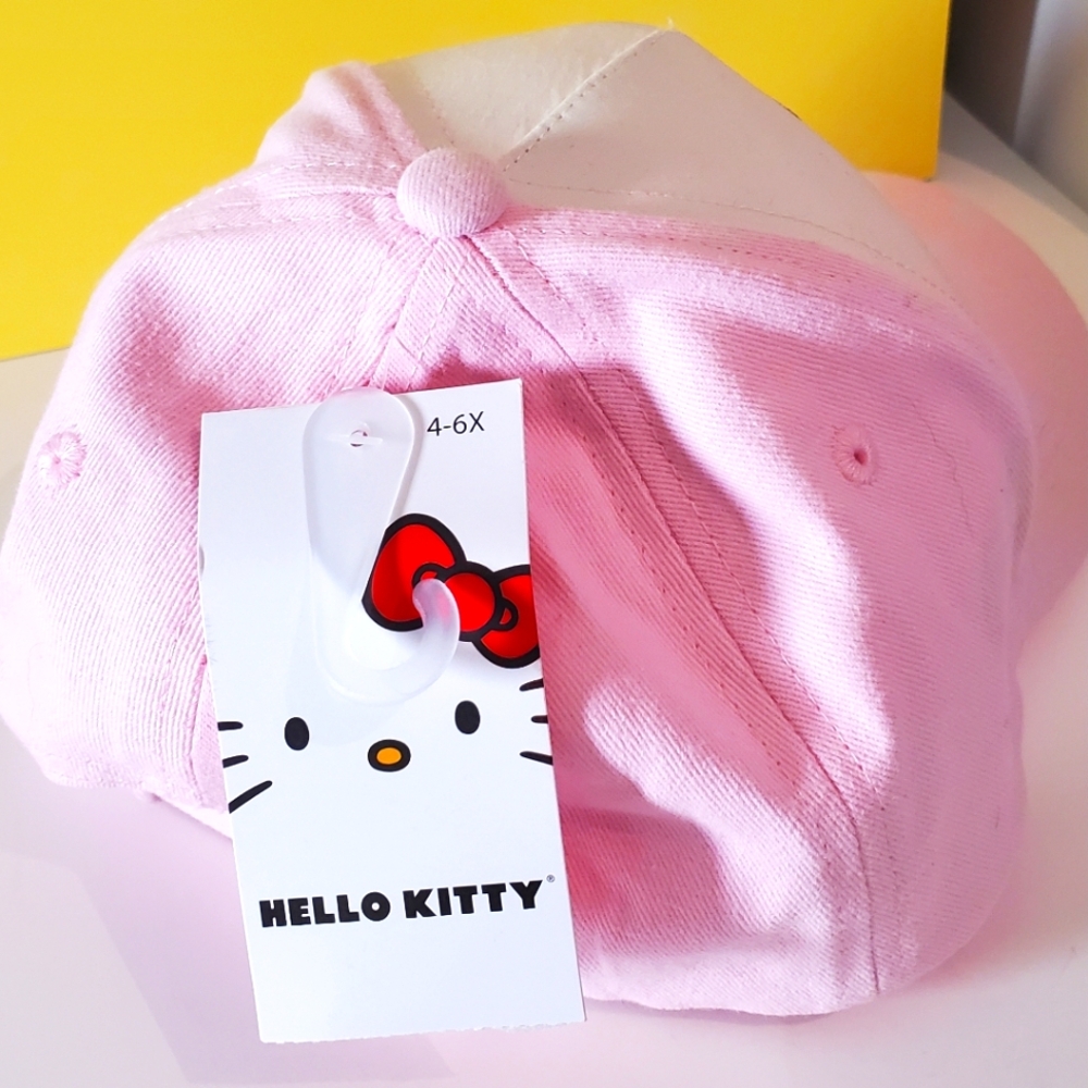 Hello Kitty Embroidered Baseball Hat, Size 4-6X, Pink, Cream & Rainbow Colors. - Picture 4 of 5